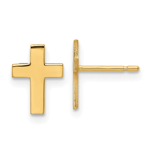 10K Yellow Gold Polished Cross Earrings