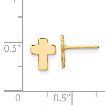 10K Yellow Gold Polished Cross Post Earrings