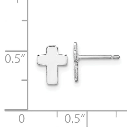10K White Gold Polished Cross Post Earrings