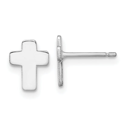 10K White Gold Polished Cross Post Earrings