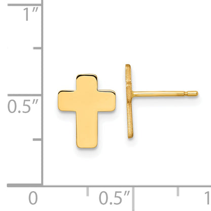 10K Yellow Gold Polished Cross Post Earrings