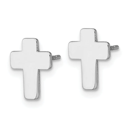 10K White Gold Polished Cross Post Earrings