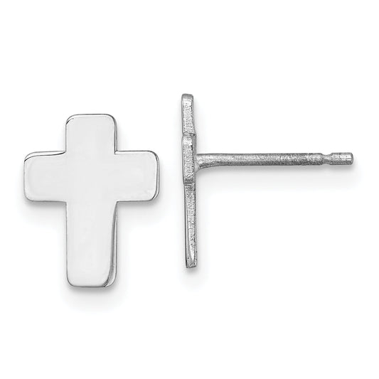 10K White Gold Polished Cross Post Earrings