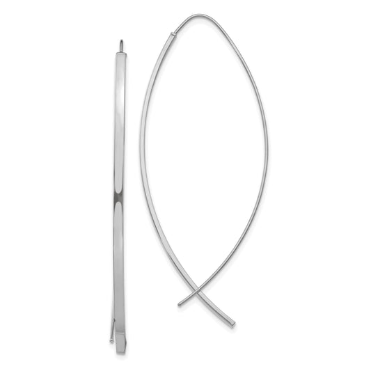 10K White Gold 1.75mm Square Tube Wire Threader Earrings