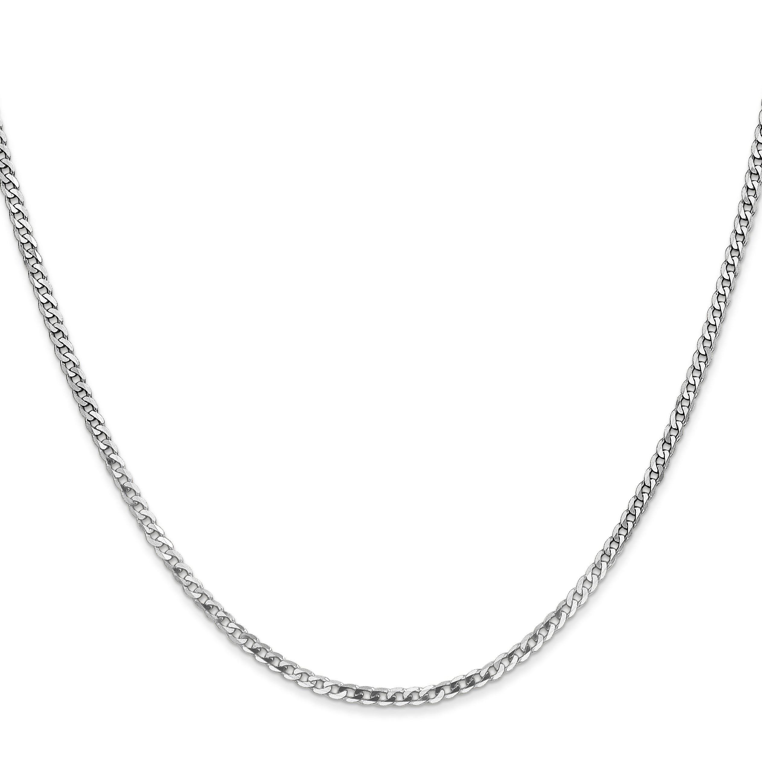 24 Inch 10K White Gold Wg 2.2mm Flat Beveled Curb Chain Necklace