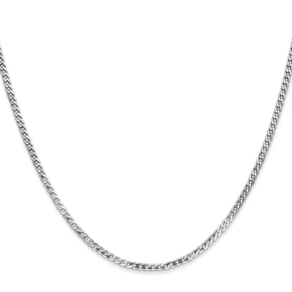 24 Inch 10K White Gold Wg 2.2mm Flat Beveled Curb Chain Necklace