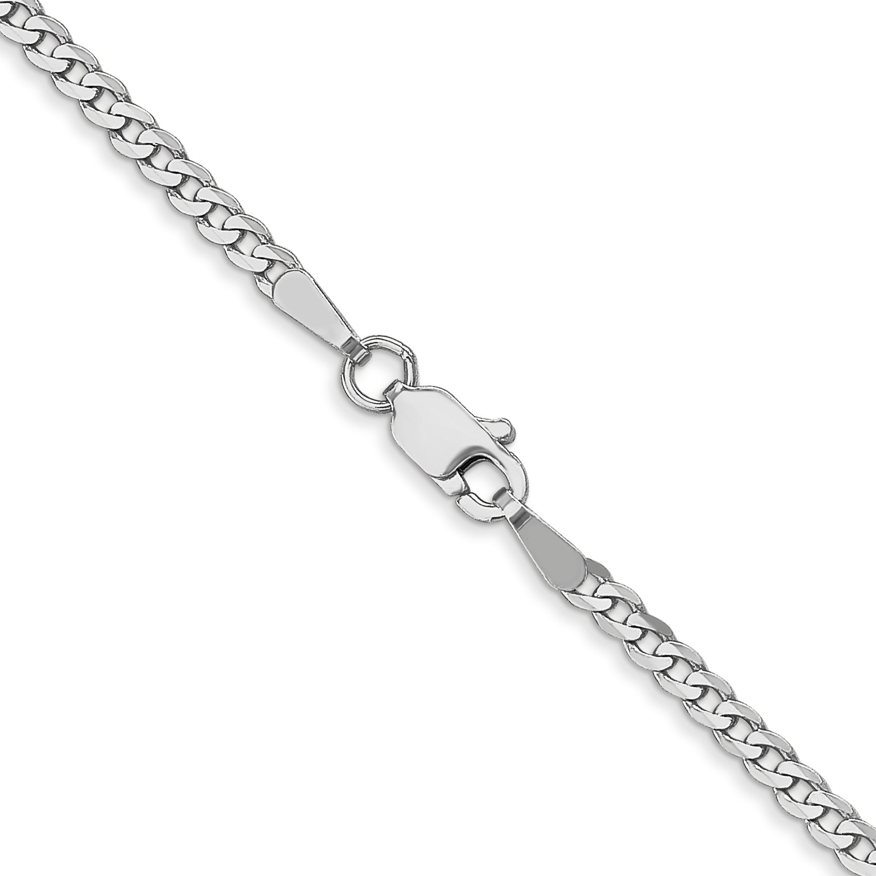 24 Inch 10K White Gold Wg 2.2mm Flat Beveled Curb Chain Necklace