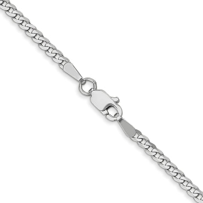 24 Inch 10K White Gold Wg 2.2mm Flat Beveled Curb Chain Necklace