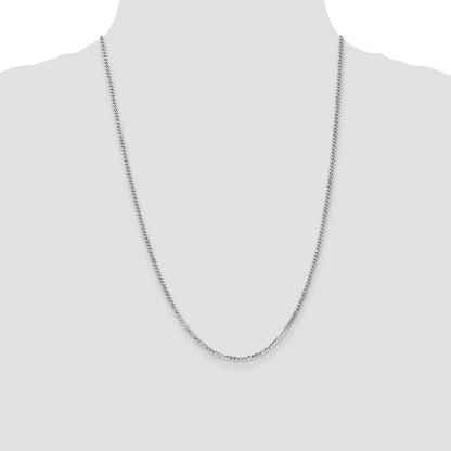 24 Inch 10K White Gold Wg 2.2mm Flat Beveled Curb Chain Necklace