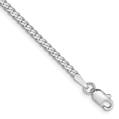 10K White Gold Wg 2.2mm Flat Beveled Curb Chain Anklet