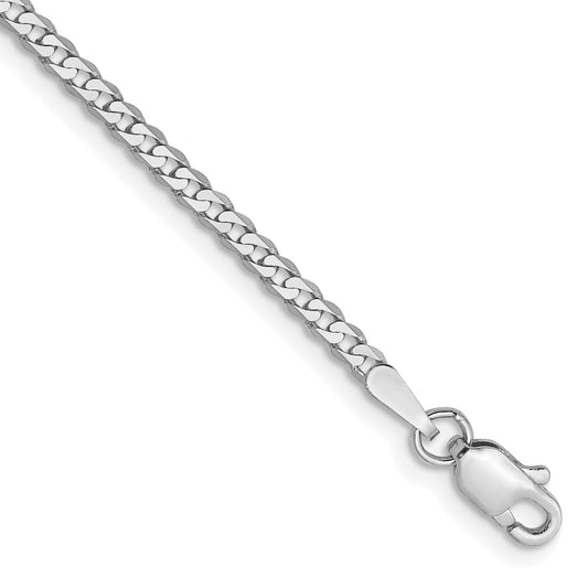 10K White Gold Wg 2.2mm Flat Beveled Curb Chain Anklet