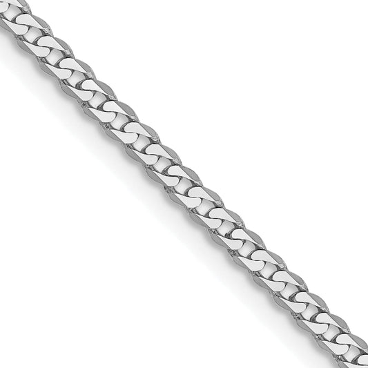 2 Inch 10K White Gold Wg 2.2mm Flat Beveled Curb Chain Necklace