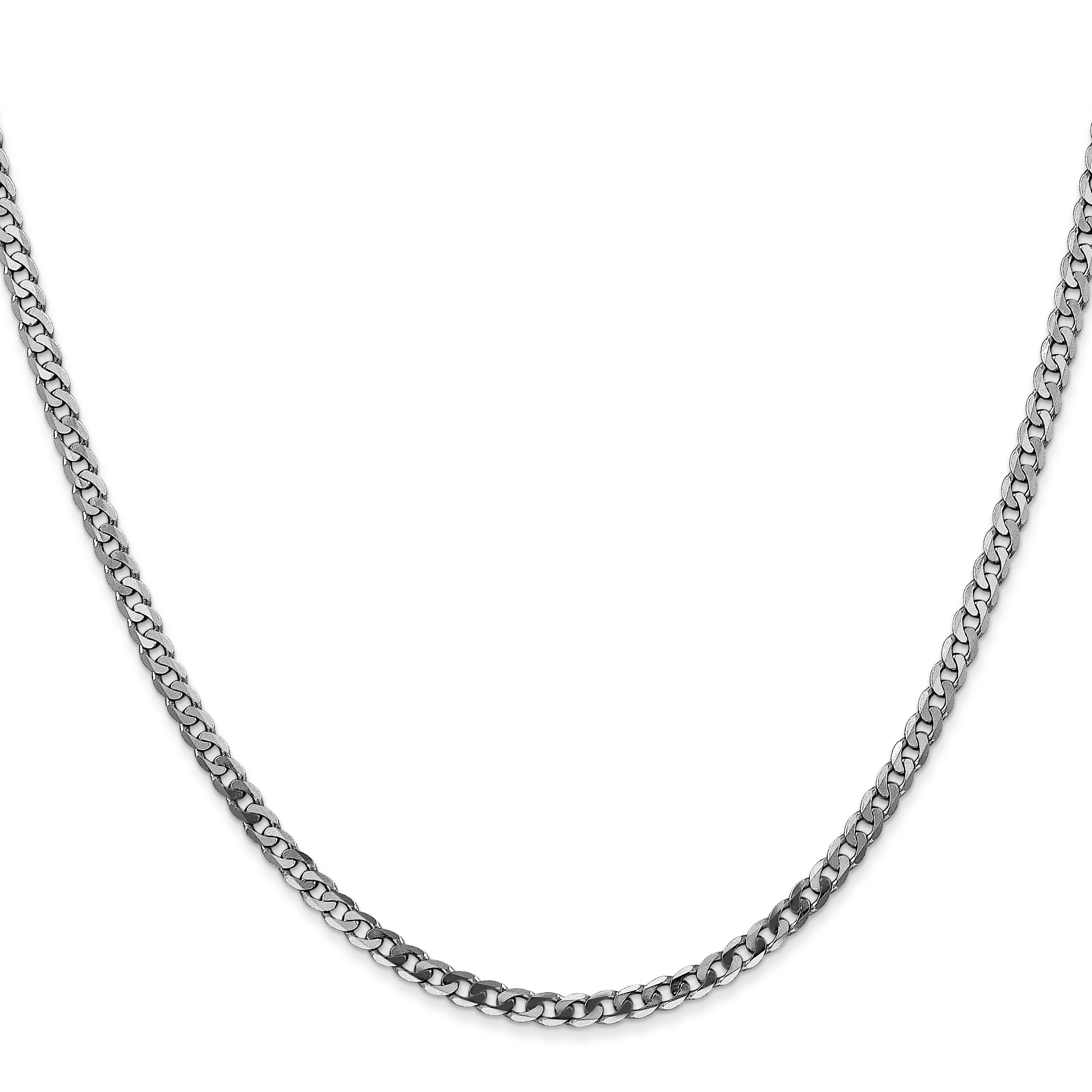 18 Inch 10K White Gold Wg 2.9mm Flat Beveled Curb Chain Necklace
