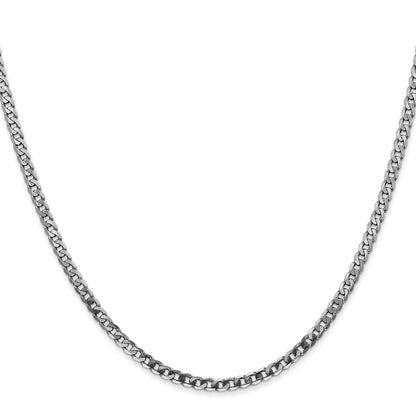 24 Inch 10K White Gold Wg 2.9mm Flat Beveled Curb Chain Necklace