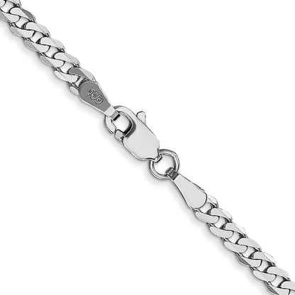 24 Inch 10K White Gold Wg 2.9mm Flat Beveled Curb Chain Necklace
