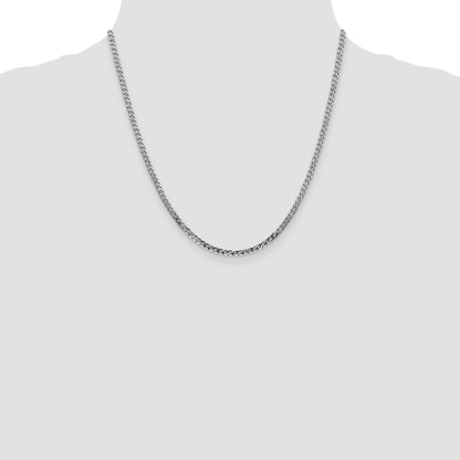 2 Inch 10K White Gold Wg 2.9mm Flat Beveled Curb Chain Necklace