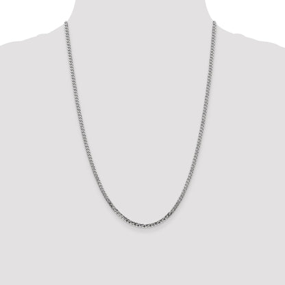 24 Inch 10K White Gold Wg 2.9mm Flat Beveled Curb Chain Necklace
