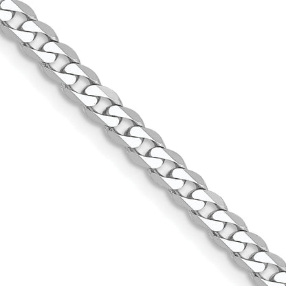 24 Inch 10K White Gold Wg 2.9mm Flat Beveled Curb Chain Necklace