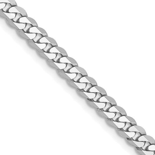 22 Inch 10K White Gold Wg 3.9mm Flat Beveled Curb Chain Necklace