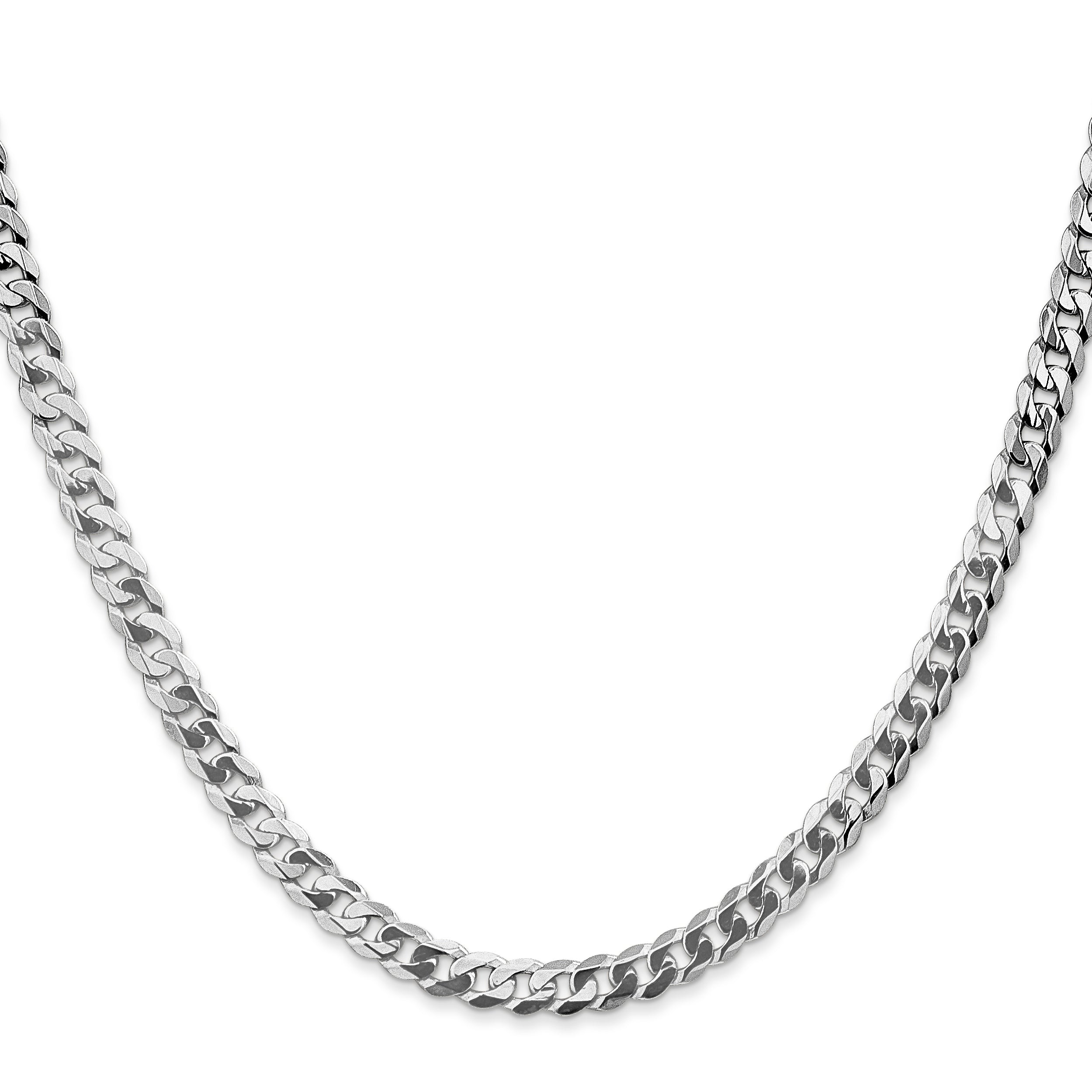 2 Inch 10K White Gold Wg 4.75mm Flat Beveled Curb Chain Necklace