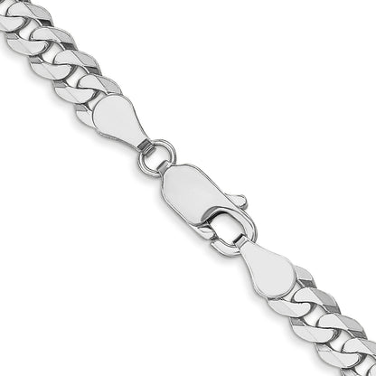 2 Inch 10K White Gold Wg 4.75mm Flat Beveled Curb Chain Necklace