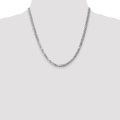 2 Inch 10K White Gold Wg 4.75mm Flat Beveled Curb Chain Necklace
