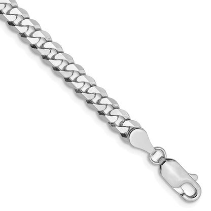 7 Inch 10K White Gold Wg 4.75mm Flat Beveled Curb Chain Bracelet