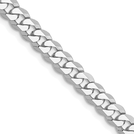 18 Inch 10K White Gold Wg 4.75mm Flat Beveled Curb Chain Necklace