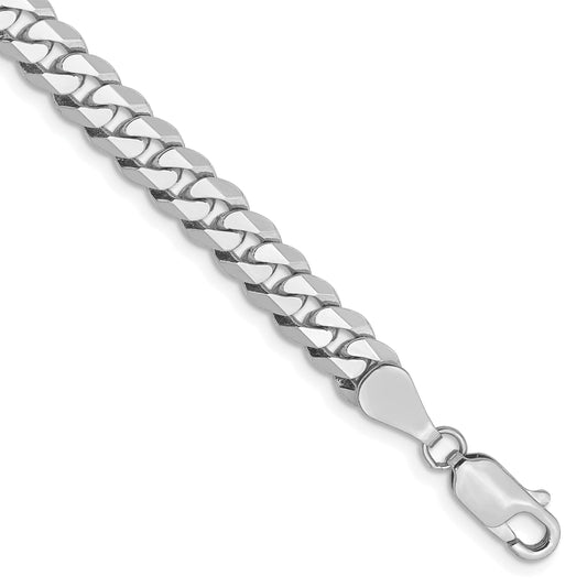 7 Inch 10K White Gold Wg 5.75mm Flat Beveled Curb Chain Bracelet