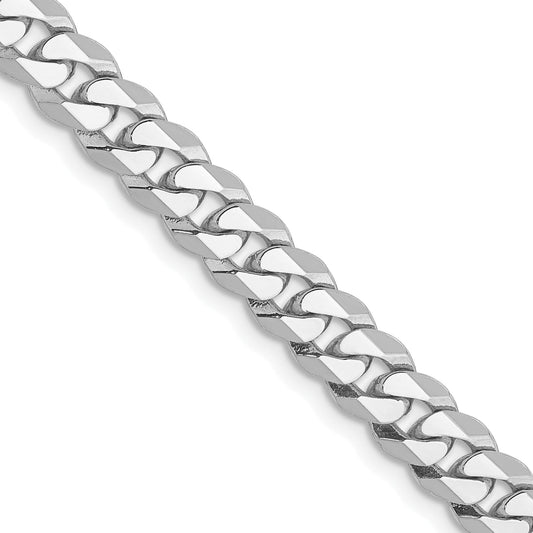 22 Inch 10K White Gold Wg 5.75mm Flat Beveled Curb Chain Necklace