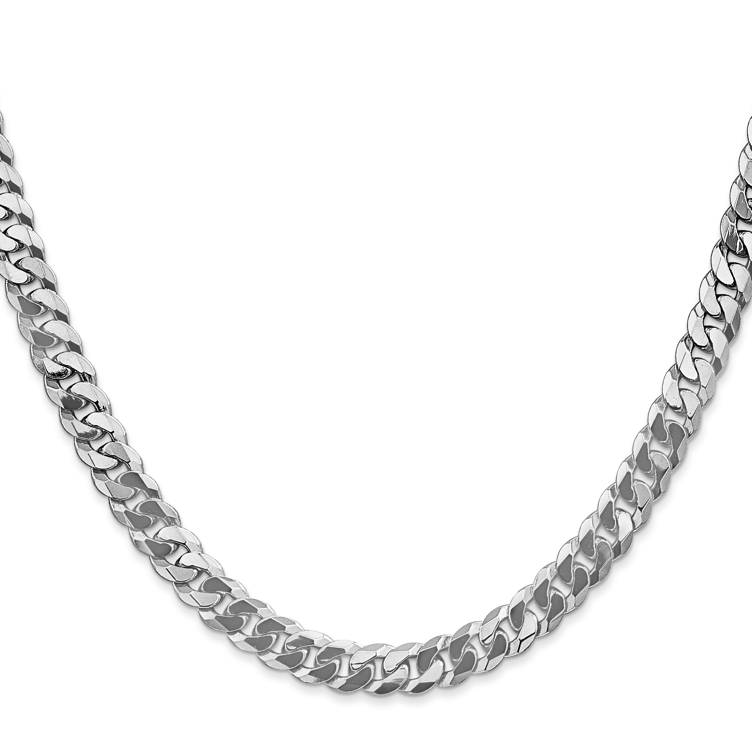 2 Inch 10K White Gold Wg 6.25mm Flat Beveled Curb Chain Necklace