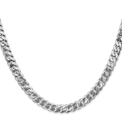 2 Inch 10K White Gold Wg 6.25mm Flat Beveled Curb Chain Necklace