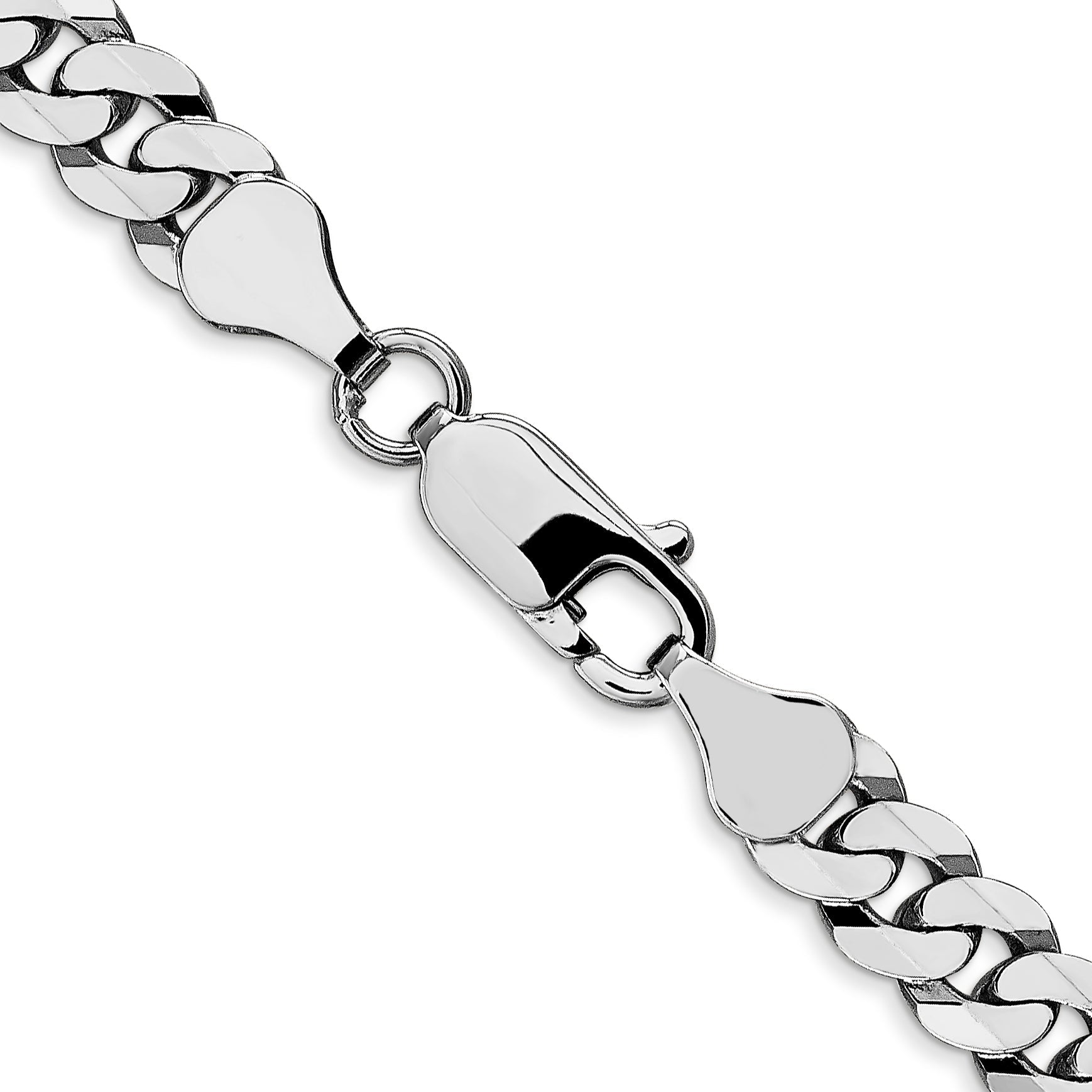 2 Inch 10K White Gold Wg 6.25mm Flat Beveled Curb Chain Necklace