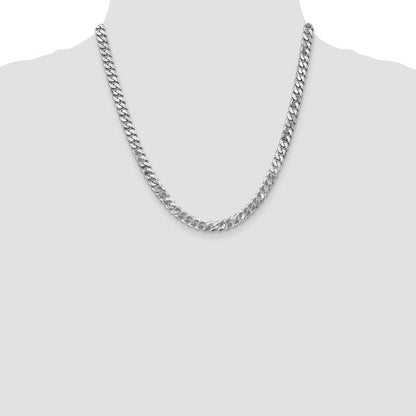 2 Inch 10K White Gold Wg 6.25mm Flat Beveled Curb Chain Necklace
