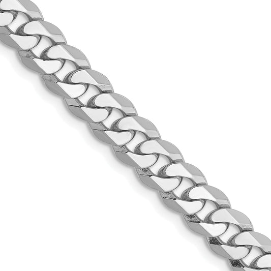 18 Inch 10K White Gold Wg 6.25mm Flat Beveled Curb Chain Necklace