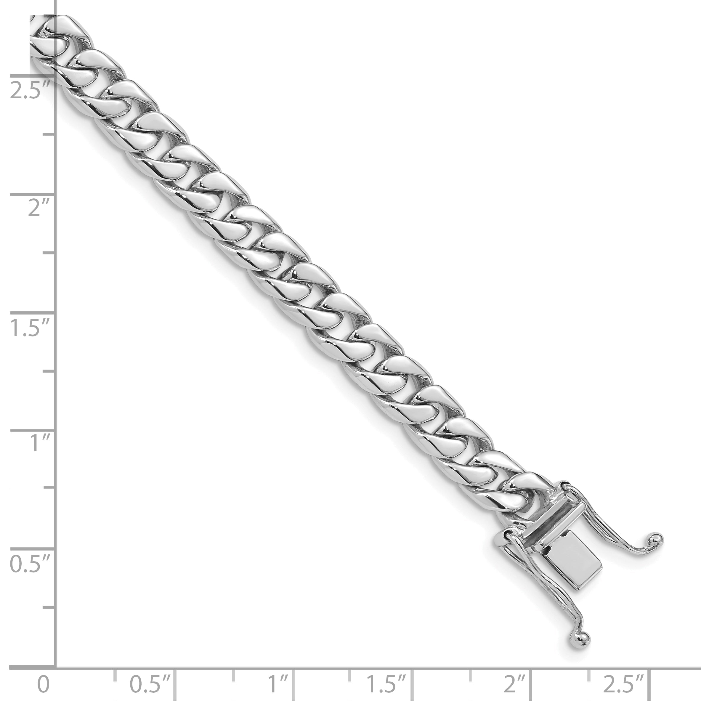 10K White Gold Wg 6.8mm Hand-Polished Flat Beveled Curb Link Bracelet