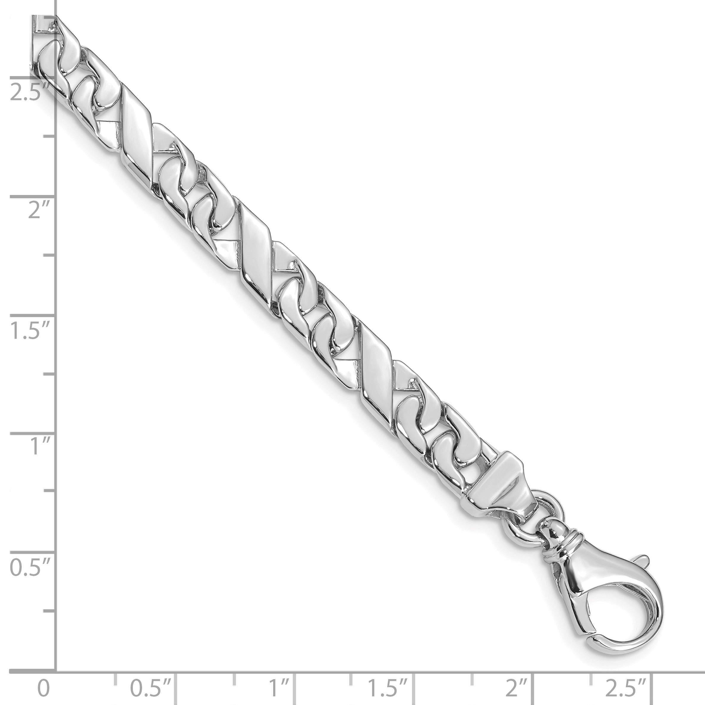 10K White Gold 6.7mm Hand-Polished Fancy Link Bracelet