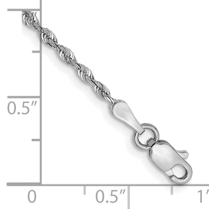 10K White Gold 1.85mm D/C Quadruple Rope Chain Anklet