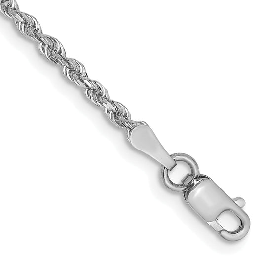 10K White Gold 2mm D/C Quadruple Rope Chain Anklet