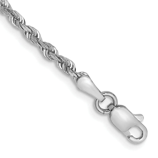 10K White Gold 2.25mm D/C Quadruple Rope Chain Anklet