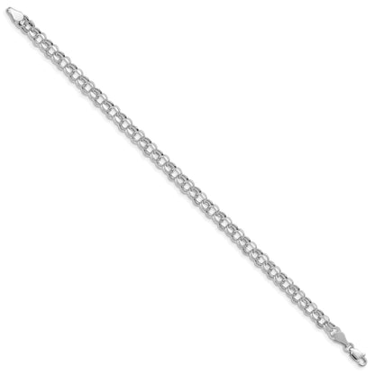 10K White Gold Lite 5mm Double Link Charm Bracelet