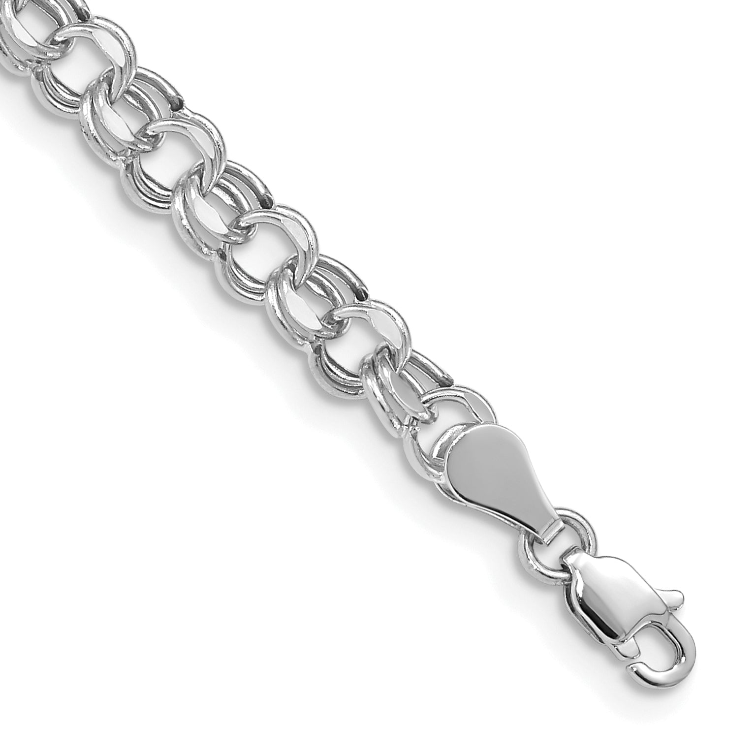 10K White Gold Lite 5mm Double Link Charm Bracelet