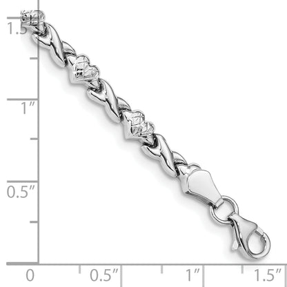 10K White Gold Polished Heart & X Bracelet