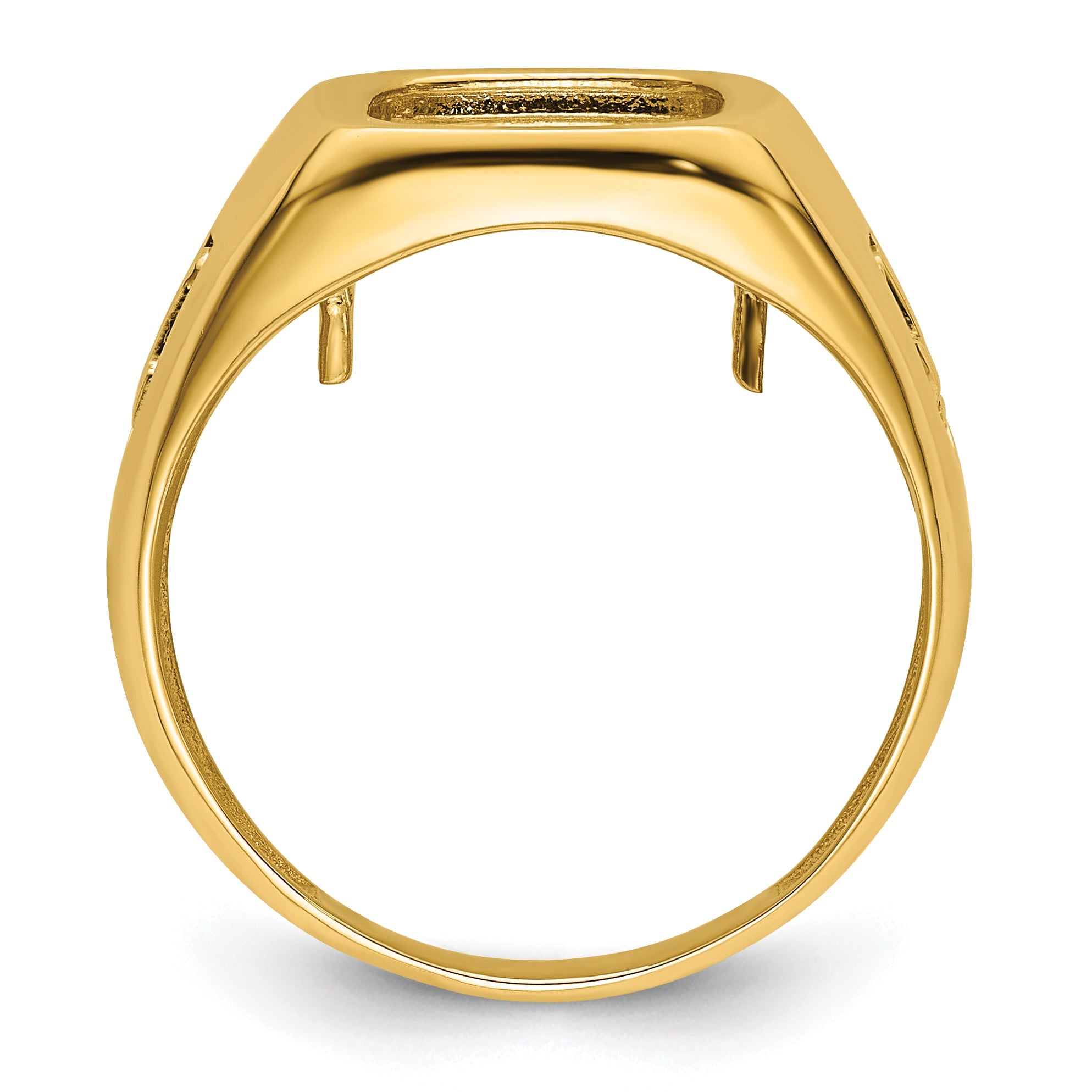10K Yellow Gold Men'S Polished And Textured Masonic Ring Mounting