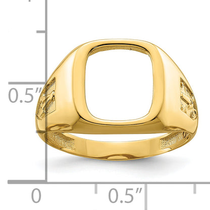 10K Yellow Gold Men'S Polished And Textured Masonic Ring Mounting