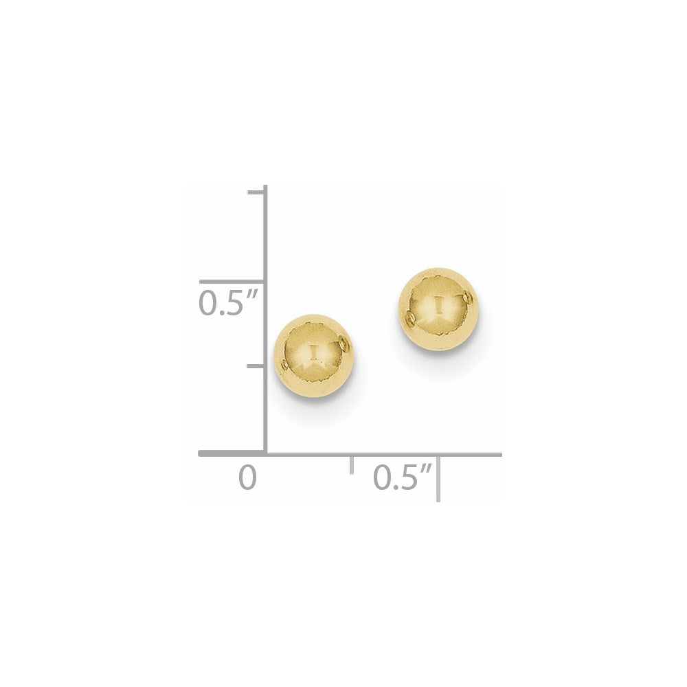 10K Yellow Gold Polished 6mm Ball Post Earrings