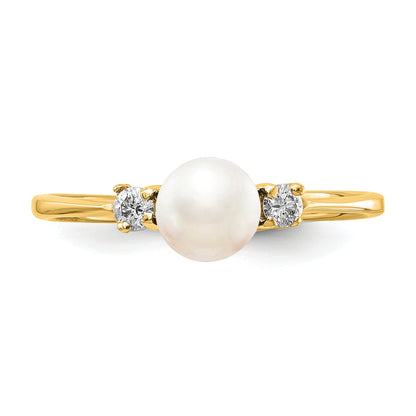 10K Yellow Gold 10K Polished Diamond & Pearl Ring Mounting