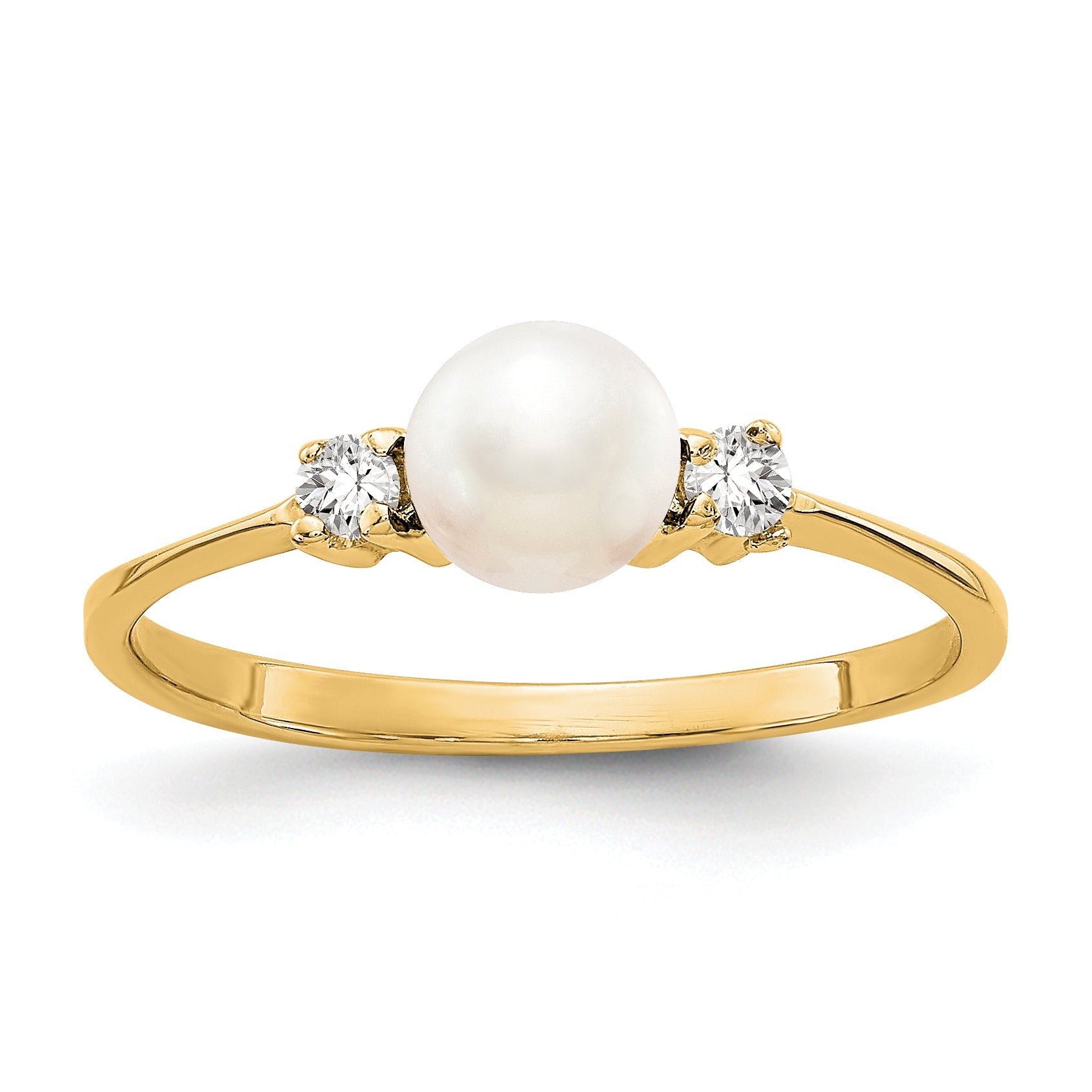 10K Yellow Gold 10K Polished Diamond & Pearl Ring Mounting