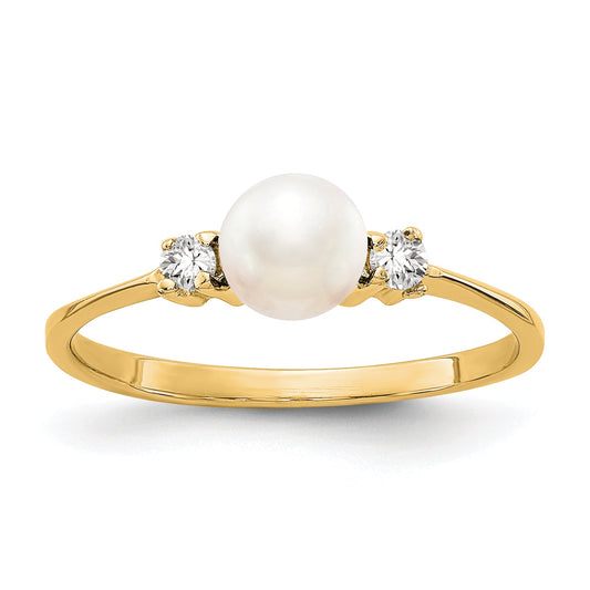 10K Yellow Gold 10K Polished Diamond & Pearl Ring Mounting