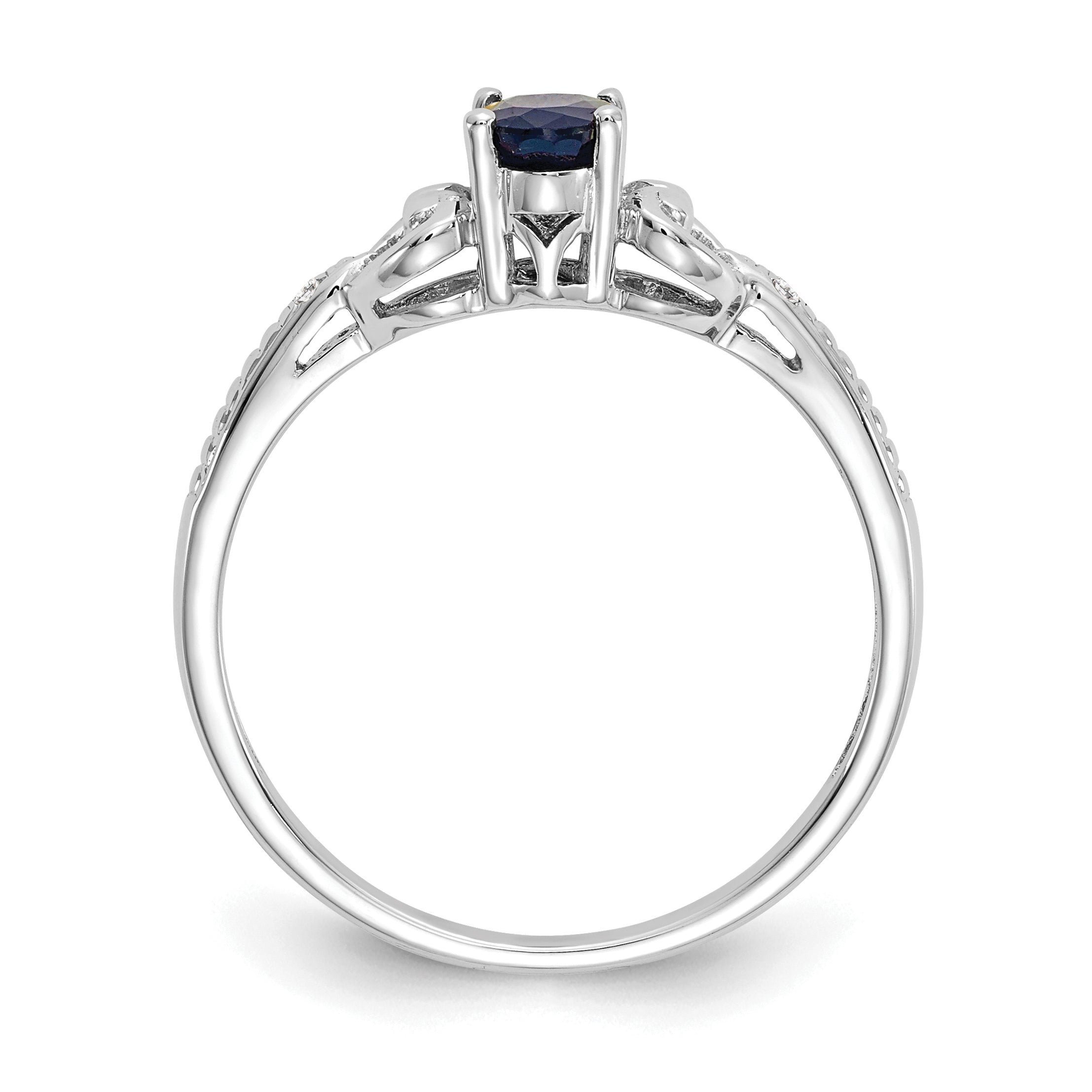 10K White Gold Sapphire And Diamond Ring